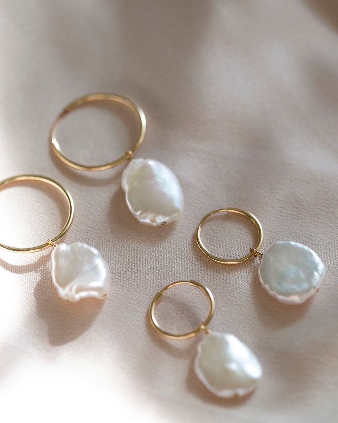 Pearl Hoop Earrings . Bridal Jewelry . Gold Hoop Earrings . Organic Pearl Hoop Earrings . Big Pea... | Etsy (US)