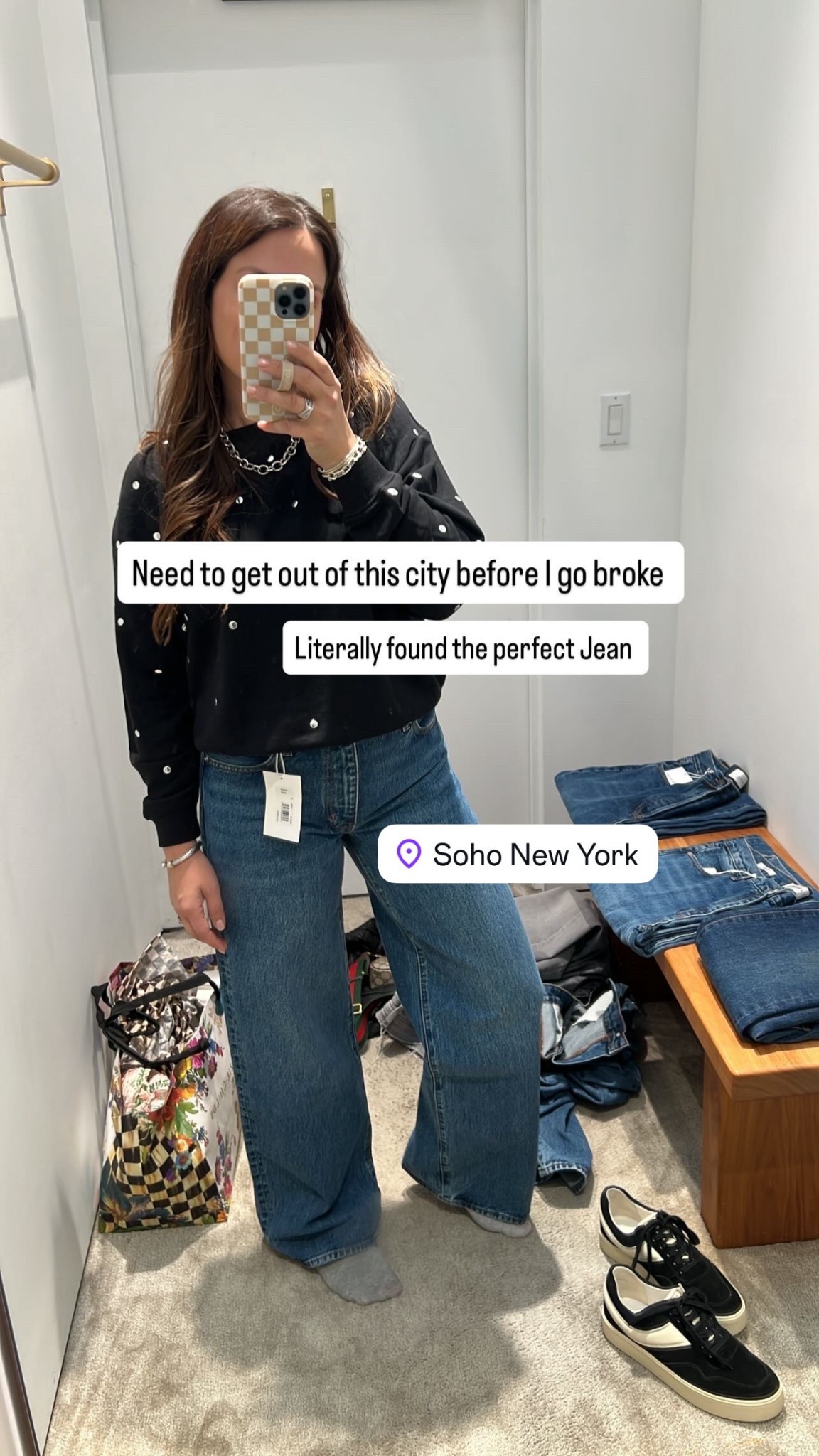 Worth every penny!!!
Jeans size 27 (sized down one from usual size) *im 5’5 140 lbs 
Top size small
Shoes fit TTS



#LTKmomlife #LTKootd #LTKgrwm