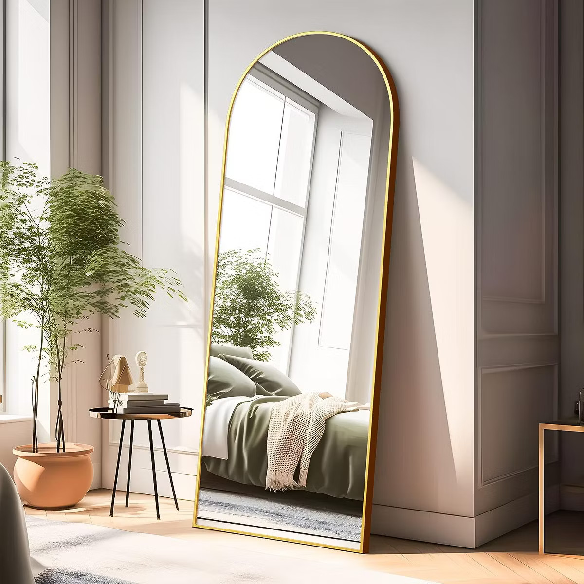 Muse 63" Height x 20" Width Oversize Arch Crowned Top Full Length Floor Mirror with Stand,Large A... | Target