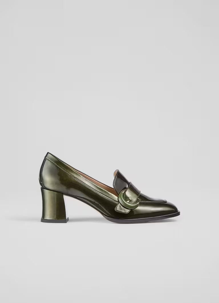 Mara Khaki  Resin Buckle Block Heel | L.K. Bennett (UK)