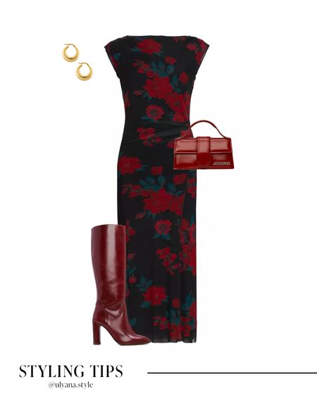 A floral midi dress paired with red knee high boots, handbag, and hoop earrings makes a great option for fall wedding guest outfit , to wear on a date, or style as a fall outfit.
.
.
.
.
.
.
Fall outfits | fall dresses | fall wedding guest dress | fall fashion | fall boots | red boots | boots with dress | boots outfit | knee high boots | burgundy boots | tall boots | dresses to wear to a wedding | cocktail dress fall | fall dress outfit | fall bags | designer bags | red bag | date night outfits | date night dress | outfit inspo | outfit ideas #LTKFinds #LTKunder50 #LTKunder100

#LTKSeasonal #LTKU #LTKHalloween #LTKsalealert #LTKfindsunder50 #LTKfindsunder100 #LTKstyletip #LTKworkwear #LTKtravel #LTKshoecrush #LTKitbag #LTKHoliday #LTKwedding