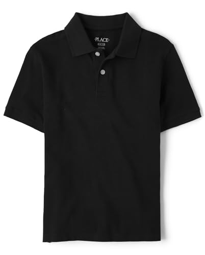 The Children's Place boys Short Sleeve Pique School Uniform Polo Shirt, Black, X-Small US | Amazon (US)