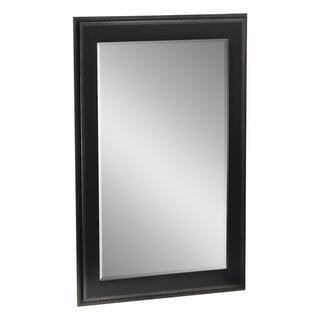 43.5 in. H x 31.5 in. W Rustic 2-Step Rectangle Distressed Black Framed Beveled Glass Accent Wall Mirror | The Home Depot
