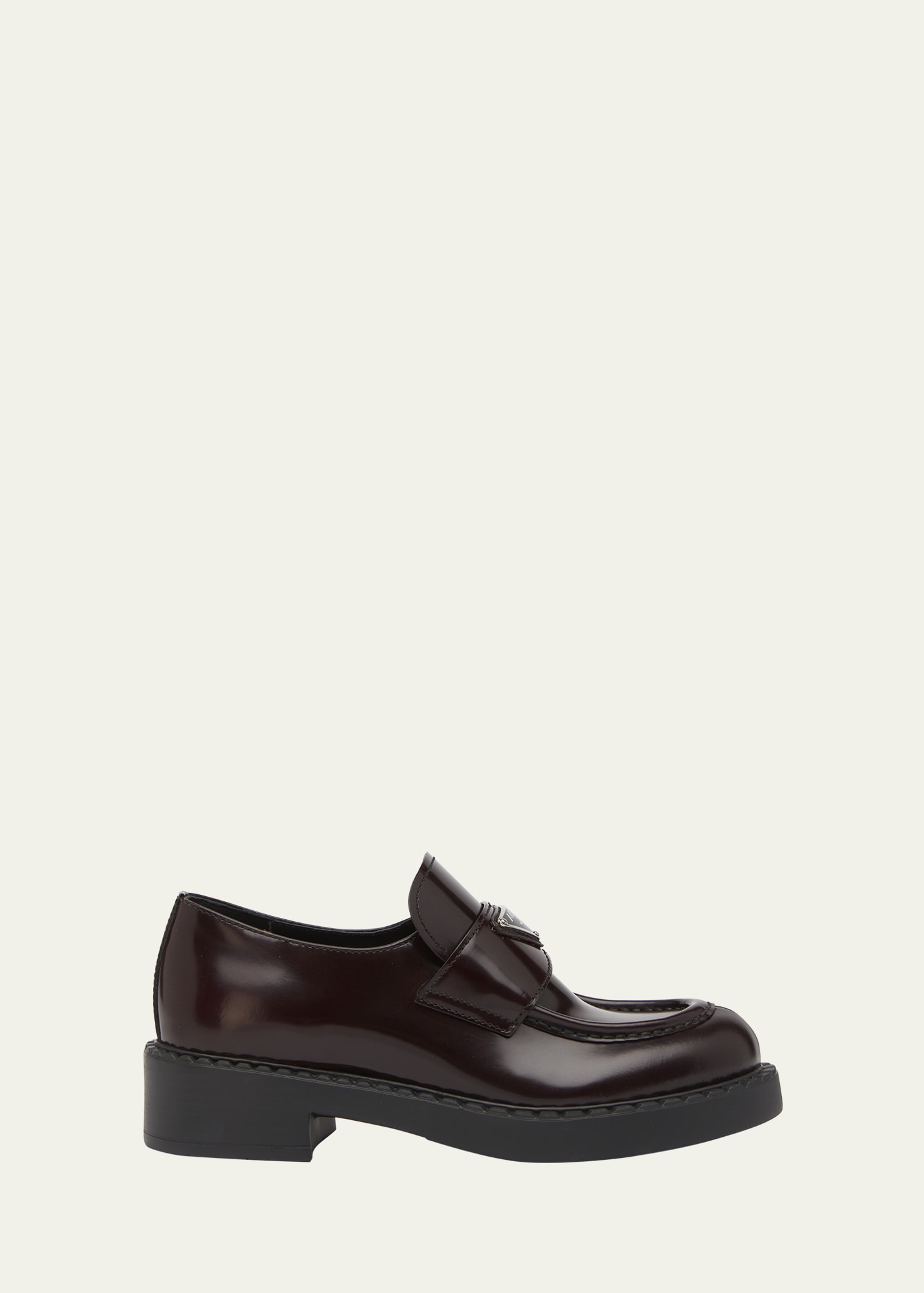 Prada Leather Triangle Logo Loafers | Bergdorf Goodman