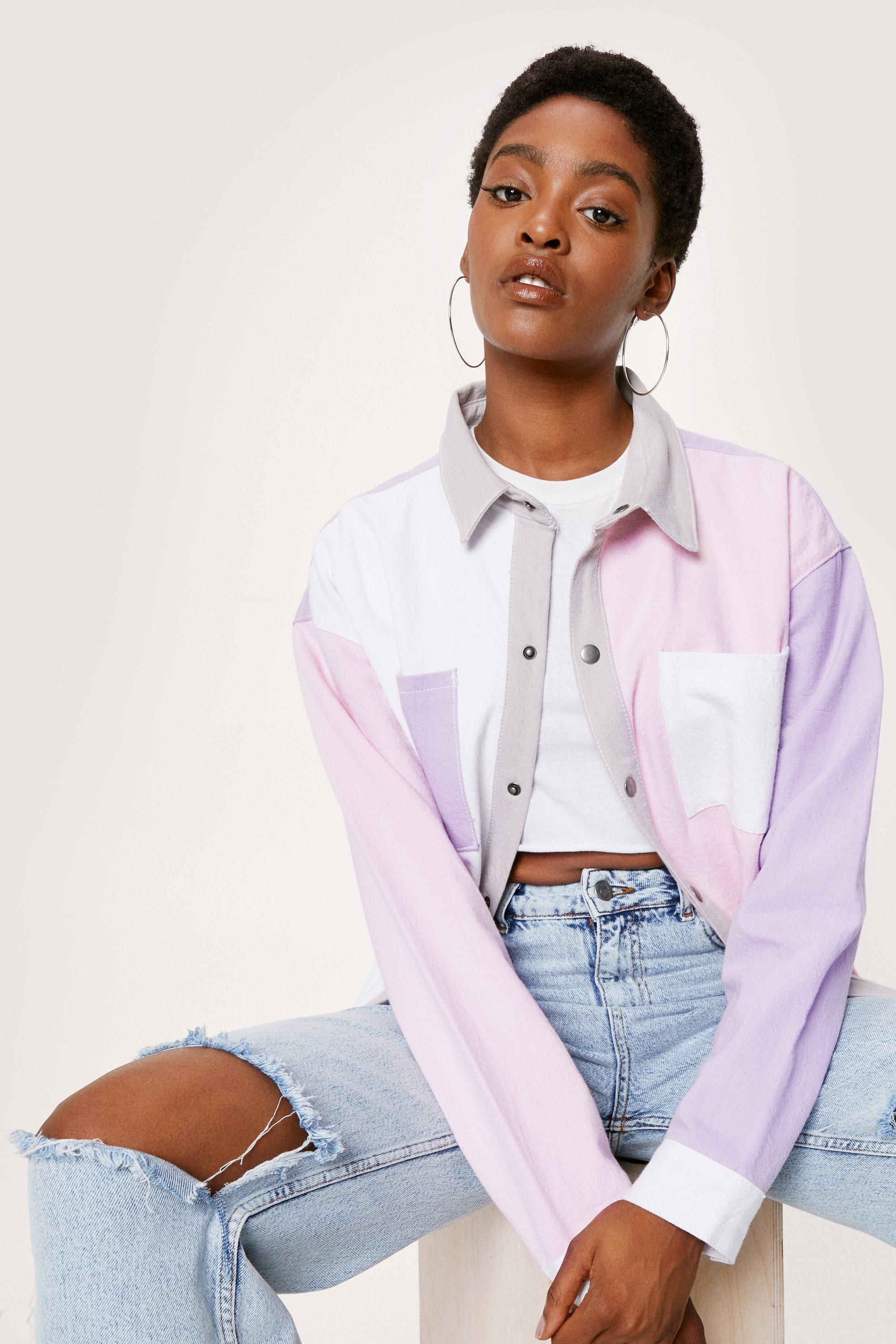 Colour Block Oversized Denim Shirt | Nasty Gal (US)