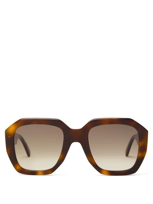 Celine Eyewear - Oversized Round Tortoiseshell-acetate Sunglasses - Womens - Tortoiseshell | Matches (UK)