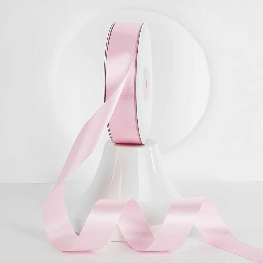 MEEDEE Pink Ribbon 1 Inch Pink Satin Ribbon Lux Satin Double Faced Satin Ribbon by 50 Yards Polye... | Amazon (US)
