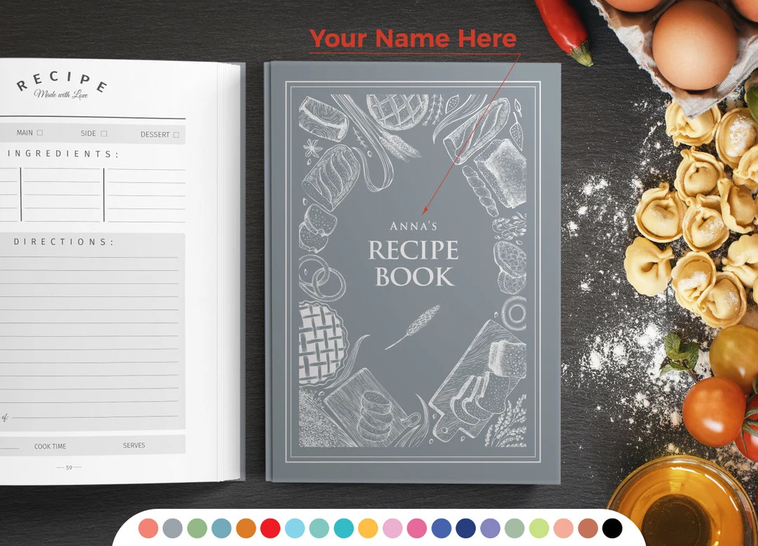 Personalized recipe book with measurement page. Write your own 228 recipes! Custom gift for birth... | Etsy (US)
