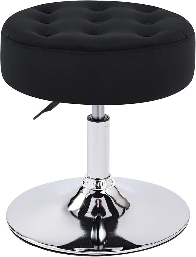 Furniliving Mid-Century Velvet Tufted Makeup Ottoman Stool, Modern Big Size Swivel Round Adjustab... | Amazon (US)