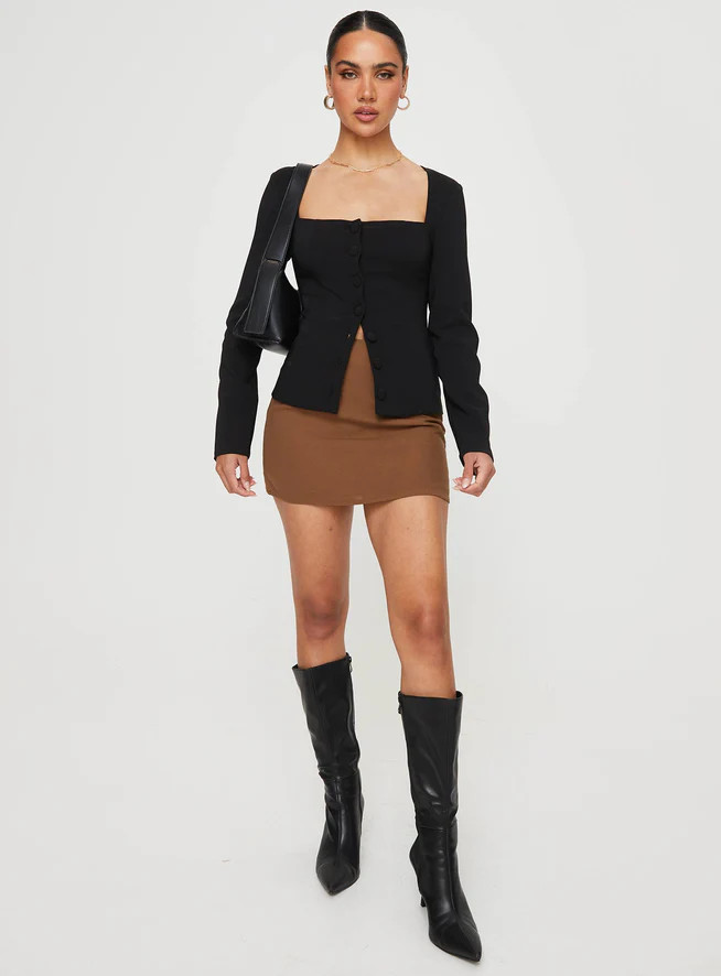 Gaskin Long Sleeve Top Black | Princess Polly US