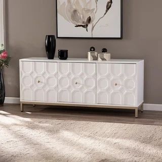 SEI Furniture Gliday Contemporary White Wood 3-Door Accent Cabinet | Bed Bath & Beyond