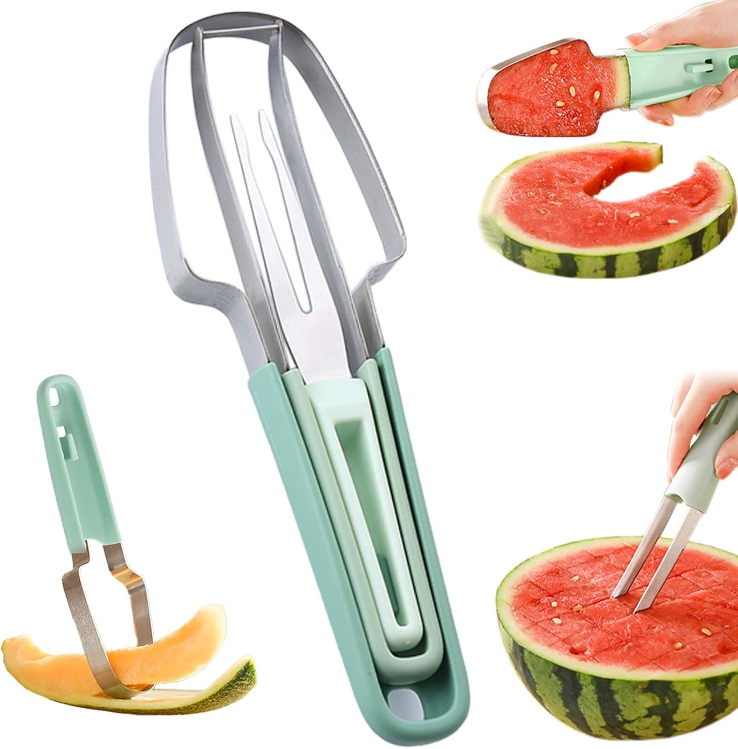 Watermelon Cutter Slicer, Watermelon Popsicle Mould, 3 in 1 Melon Scoop Fruit Scooper Tool for Di... | Amazon (US)