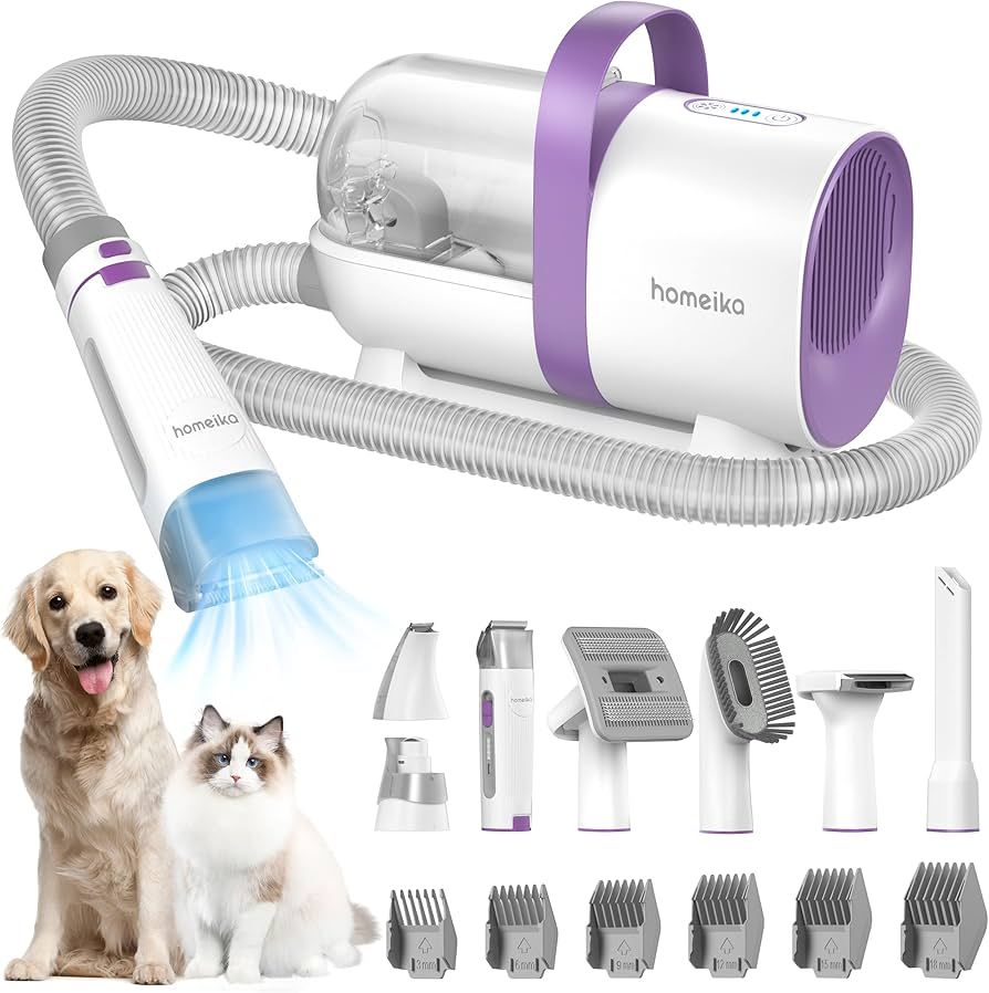 Homeika Dog Grooming Kit, 1.5L Dog Hair Vacuum Suction 99% Pet Hair, 8 Pet Grooming Tools, Storag... | Amazon (US)
