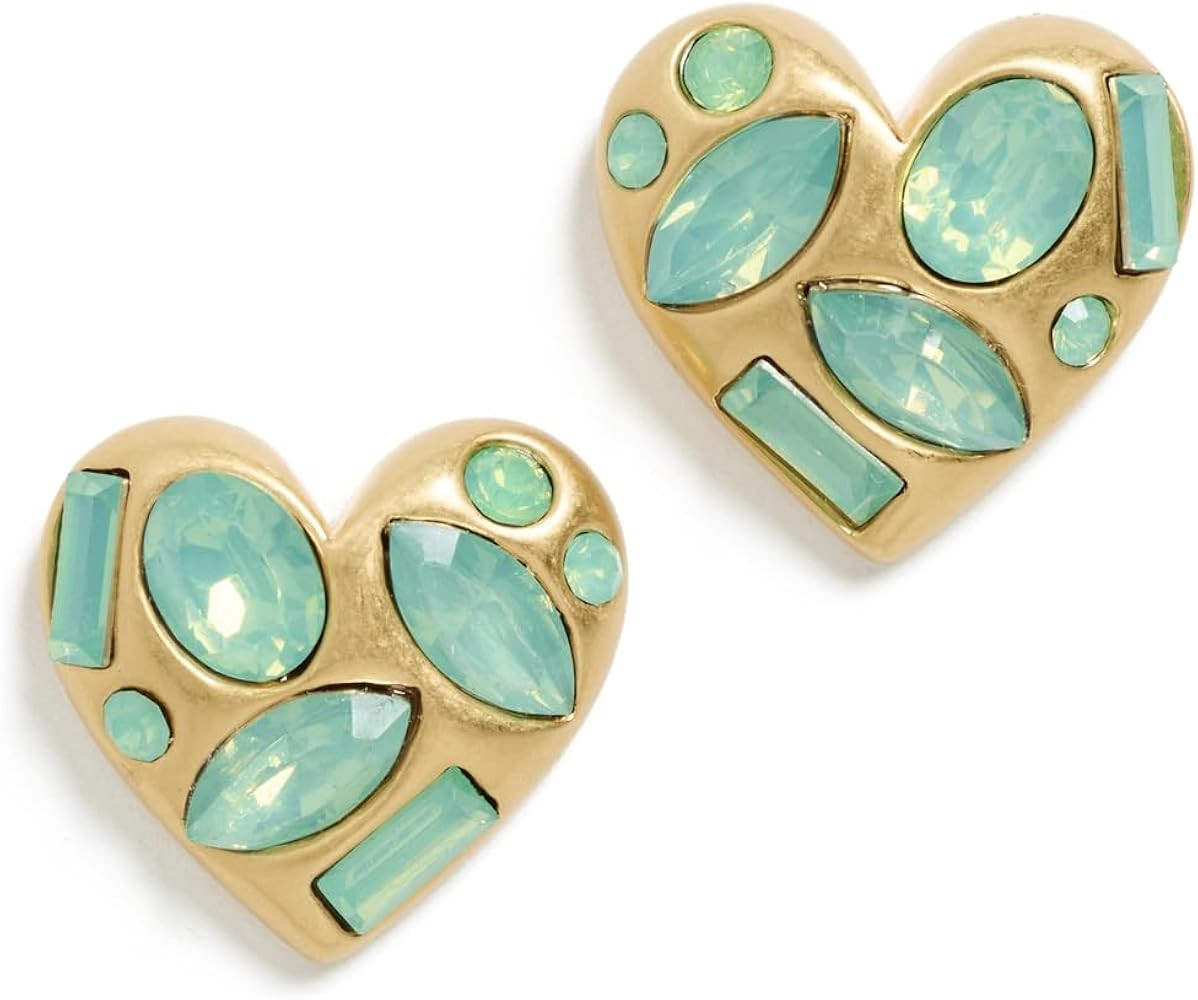 Lele Sadoughi Women's Crystal Molten Heart Button Earrings | Amazon (US)