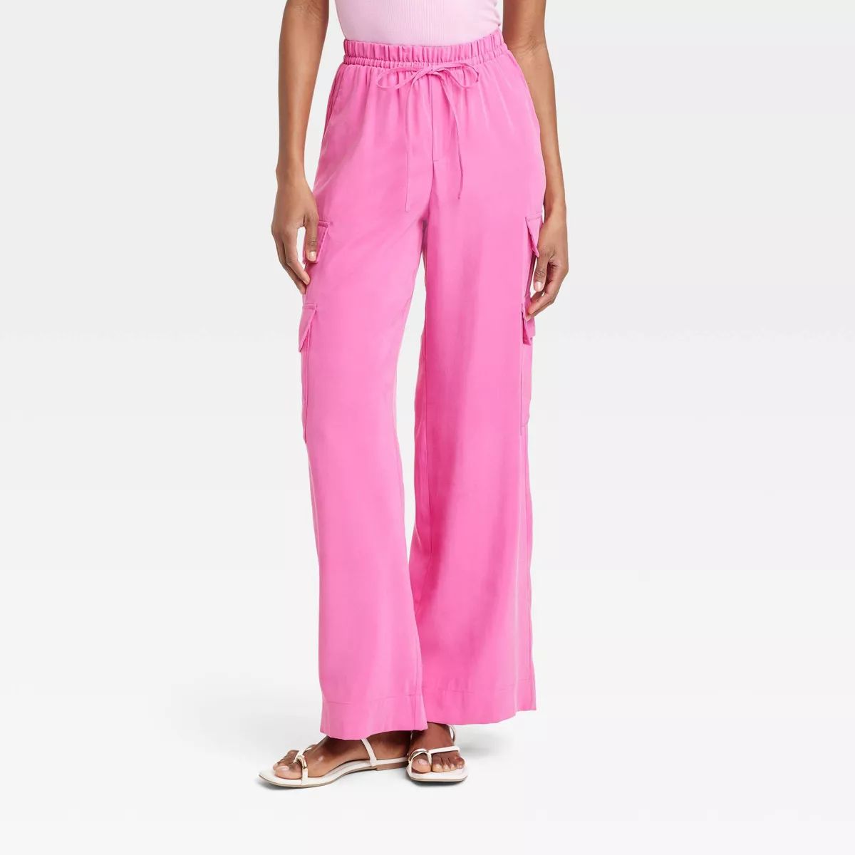 Women's High-Rise Wide Leg Cargo Pants - A New Day™ Hot Pink S | Target