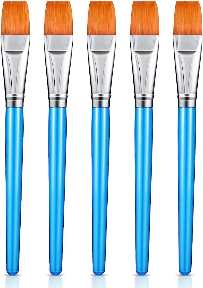 Flat Paint Brushes Watercolor Acrylic Paint Brush Synthetic Nylon Hair Paintbrush 1 Inch Artist P... | Amazon (US)