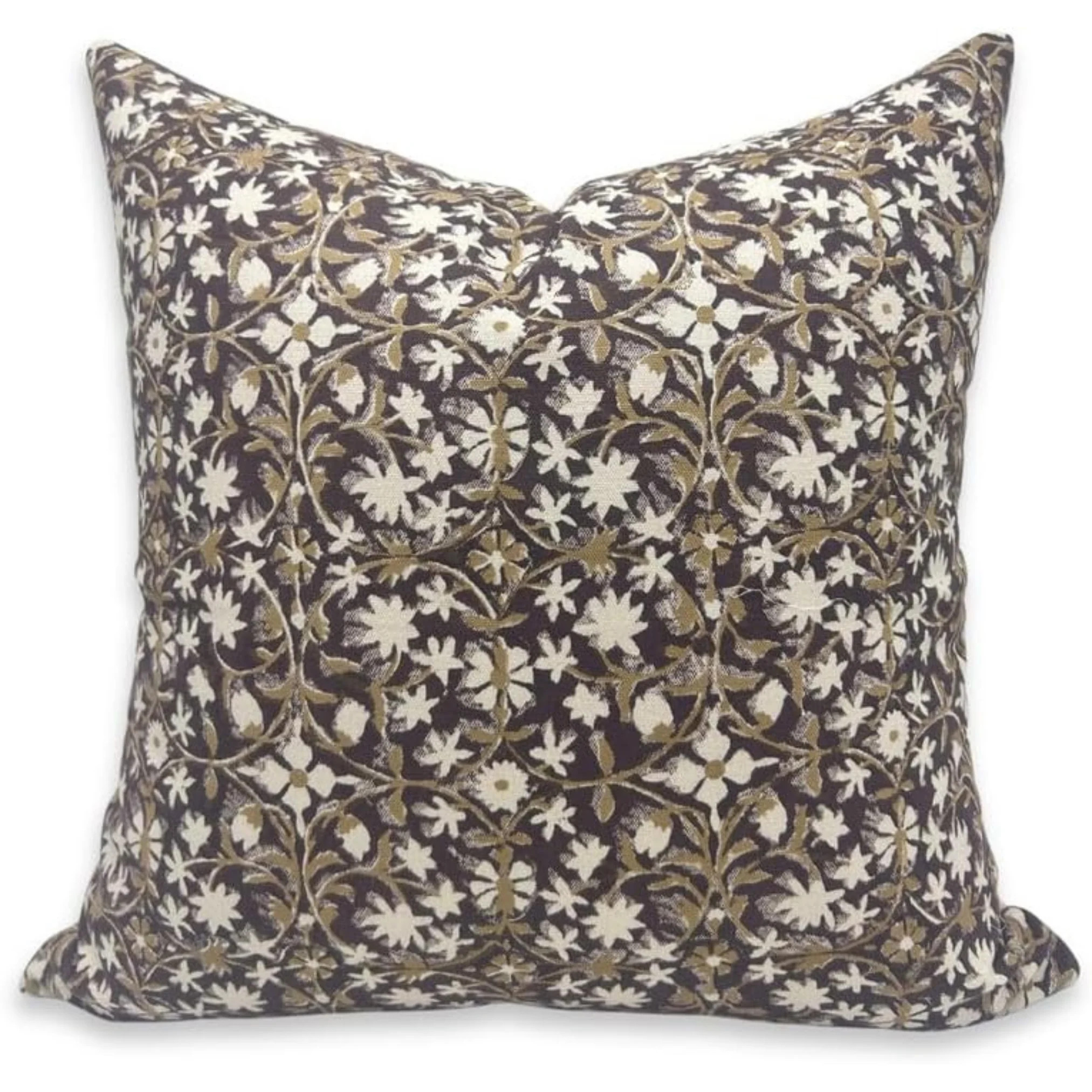 Fabdivine Block Print Throw Pillow Cover, 14x14 Inch Duck Canvas Decorative Cushion Cover, Floral... | Walmart (US)