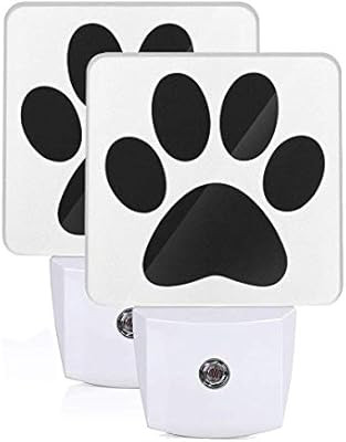 2 Pack Plug-in Led Night Light Lamp Black Dog Paw Print with Dusk to Dawn Auto Motion Senor for R... | Amazon (US)
