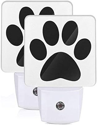 2 Pack Plug-in Led Night Light Lamp Black Dog Paw Print with Dusk to Dawn Auto Motion Senor for R... | Amazon (US)