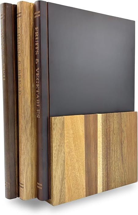 The Cutting Board Library | 100% Acacia Wood | Set of 3 Decorative Kitchen Boards with Wooden Sta... | Amazon (US)