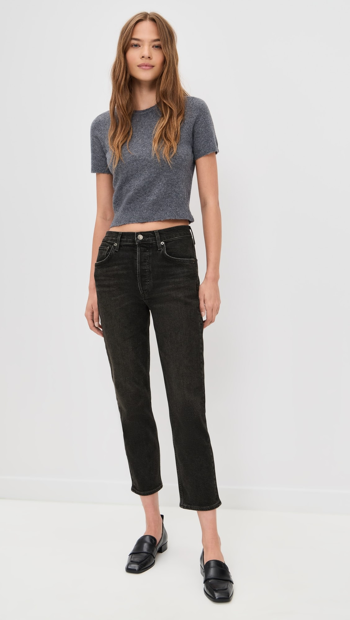 Riley High Rise Straight Crop Jeans | Shopbop