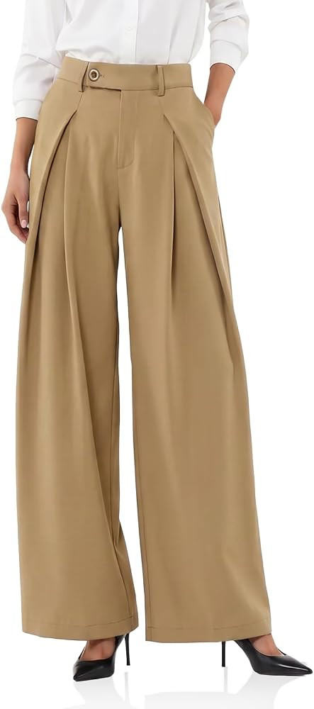 Cicy Bell Womens Wide Leg Dressy Pants Pleated High Waisted Trousers | Amazon (US)