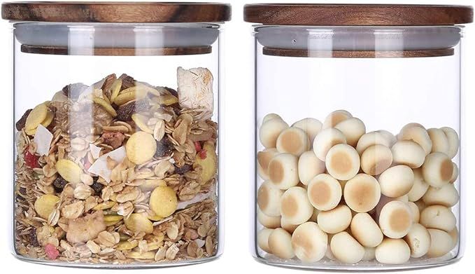 KKC Glass Storage Jars with Airtight Lids,Jar Canister with Wooden Lids,Sealed Glass Containers w... | Amazon (US)