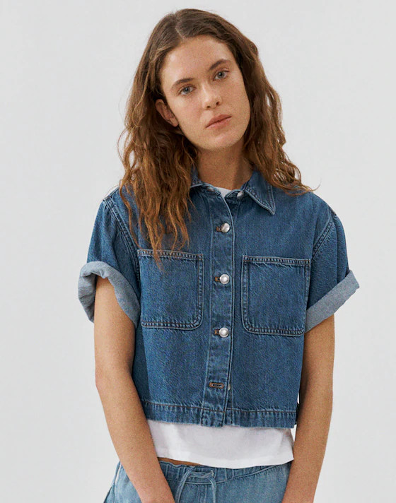 Boxy Crop Button-Up Shirt in Airy Denim | Madewell