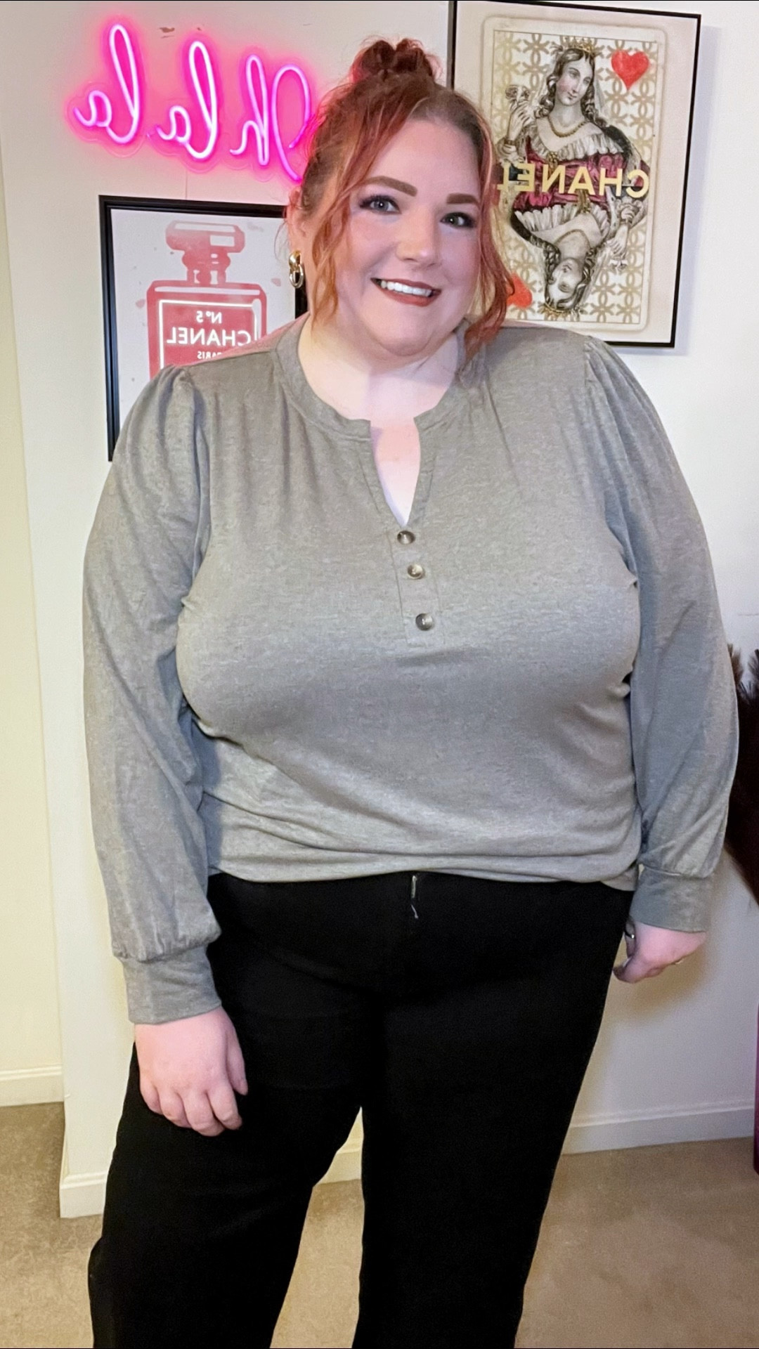 Eytino Plus Size Vneck Button Down Henley Long Sleeve Top Try On, love this and how flattering it is on!

#LTKSeasonal #LTKWorkwear #LTKPlusSize