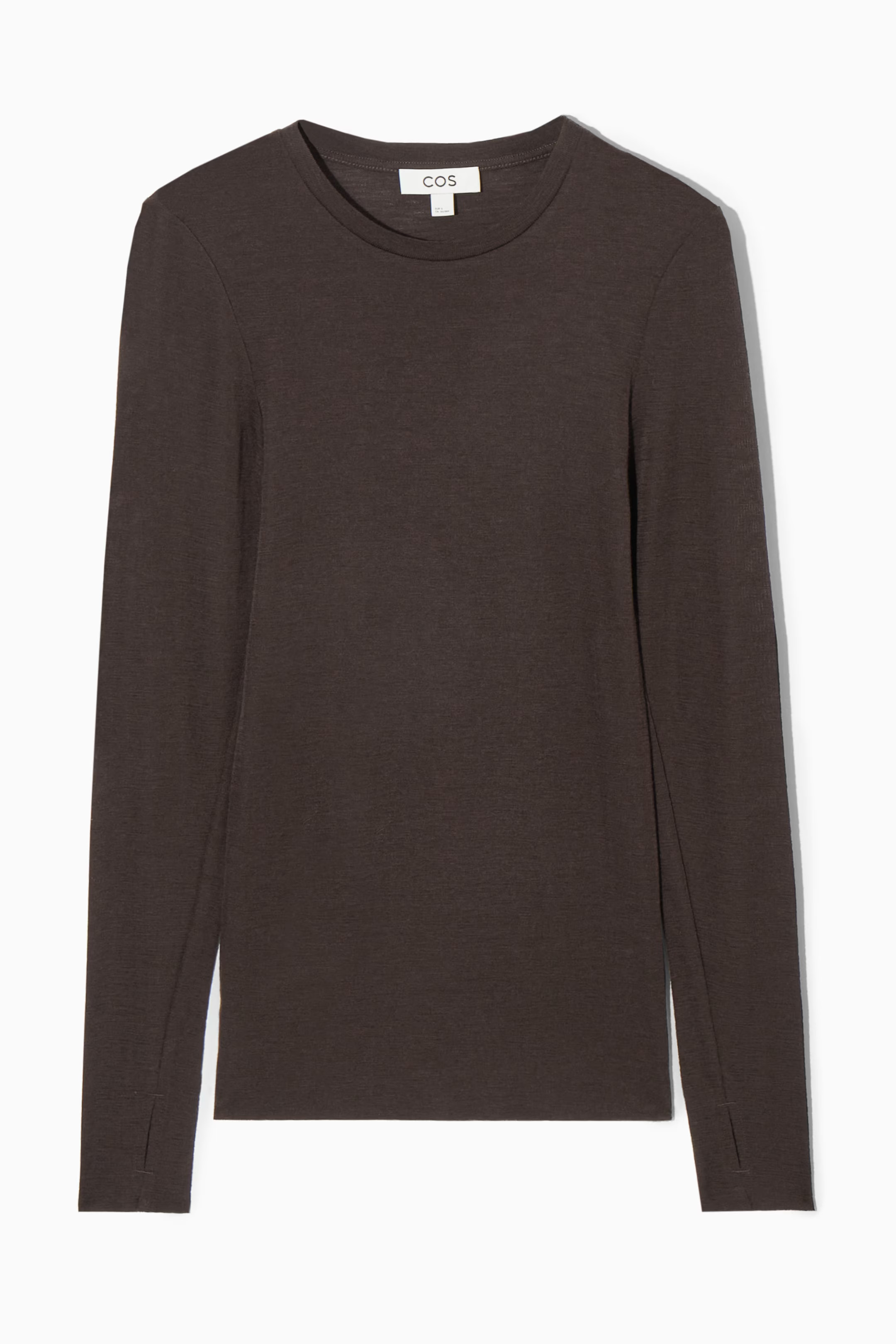 CREW-NECK MERINO WOOL TOP - DARK BROWN | COS | COS UK