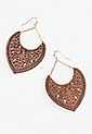Brown Wood Cut Out Drop Earrings | Maurices