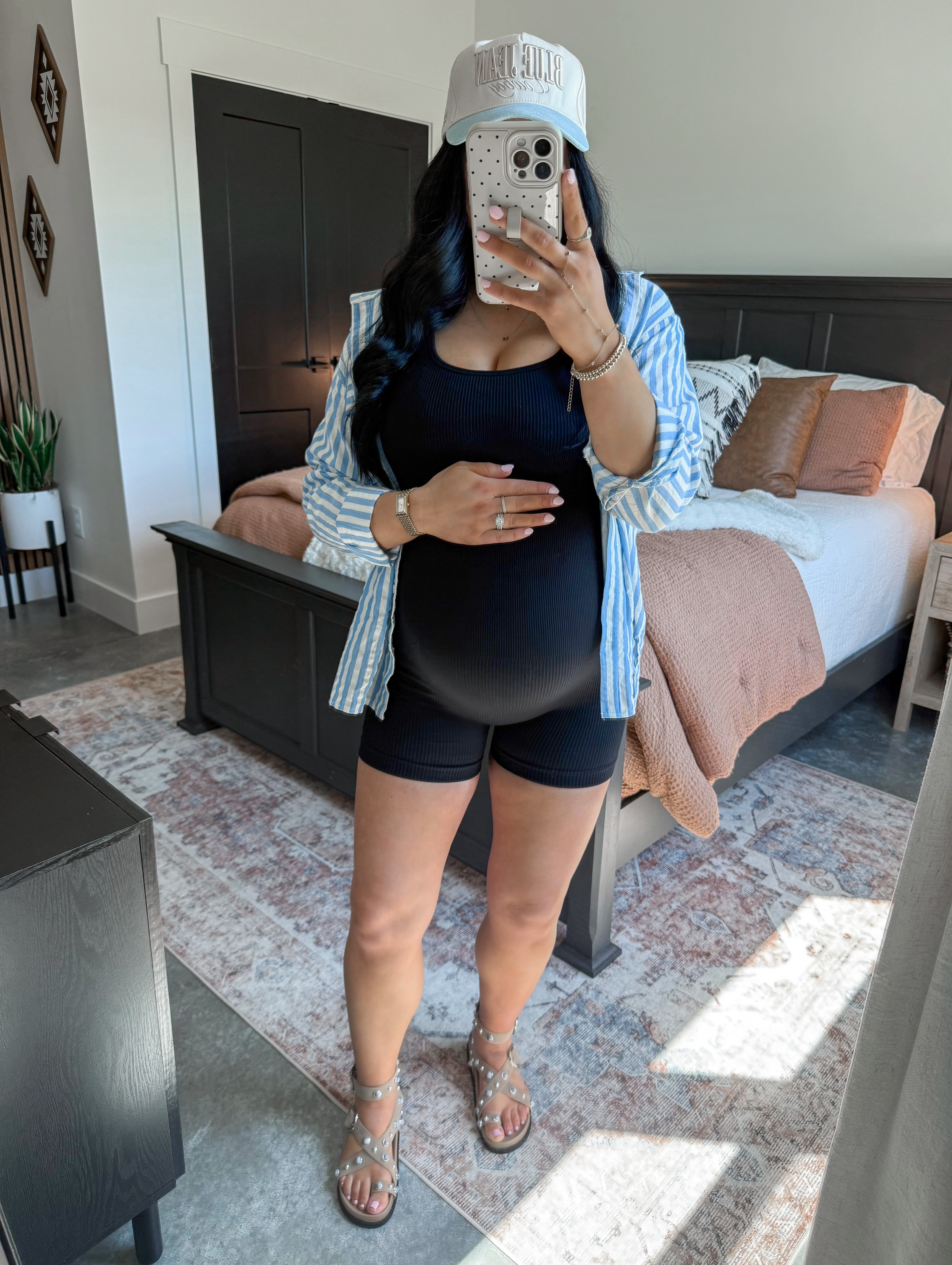 38 Weeks Pregnant OOTD 🤍

Activewear Romper - medium
Button Down - large (sized up for an oversized fit)

Love this low effort look for spring & summer! It's not maternity (but bump friendly!) so would work for anyone! I paired this ribbed activewear romper with this blue and white striped button down, and finished the look with these neutral studded sandals (LOVE these for summer!) & this denim and neutral trucker hat. 👏🏼

#LTKootd #LTKSeasonal #LTKBump