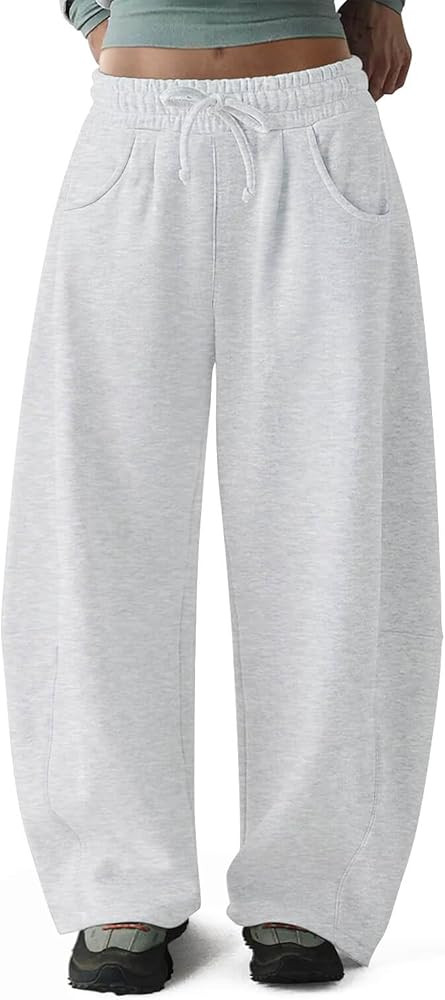 HeSaYep Women's Fleece Lined Sweatpants Barrel Leg Baggy Sweat Pants Winter Thermal Cotton Pants ... | Amazon (US)