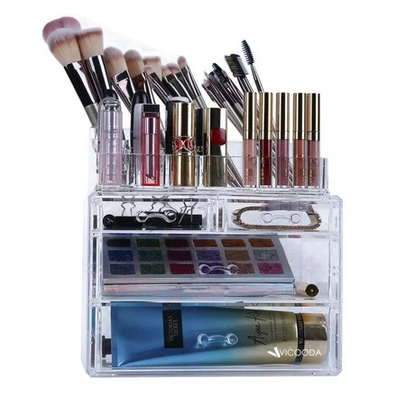 Clear Cosmetic Makeup Display Organizer Acrylic Drawers Case Box Jewelry Storage | Walmart (US)