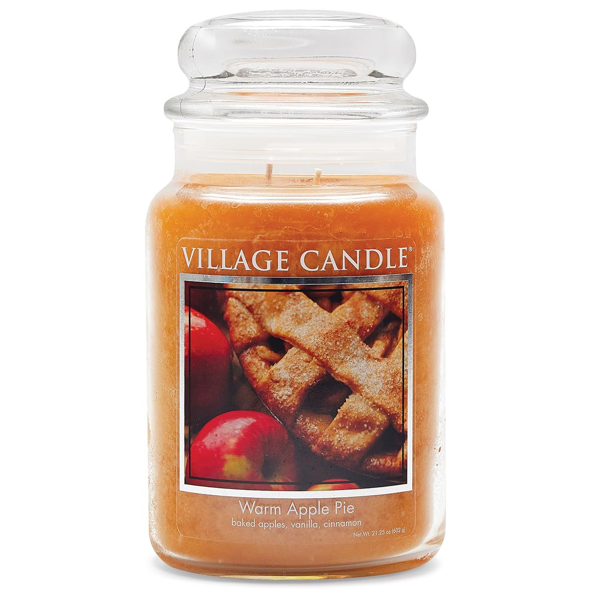 Village Candle Warm Apple Pie Large Glass Apothecary Jar Scented Candle, 21.25 oz, Brown | Amazon (US)