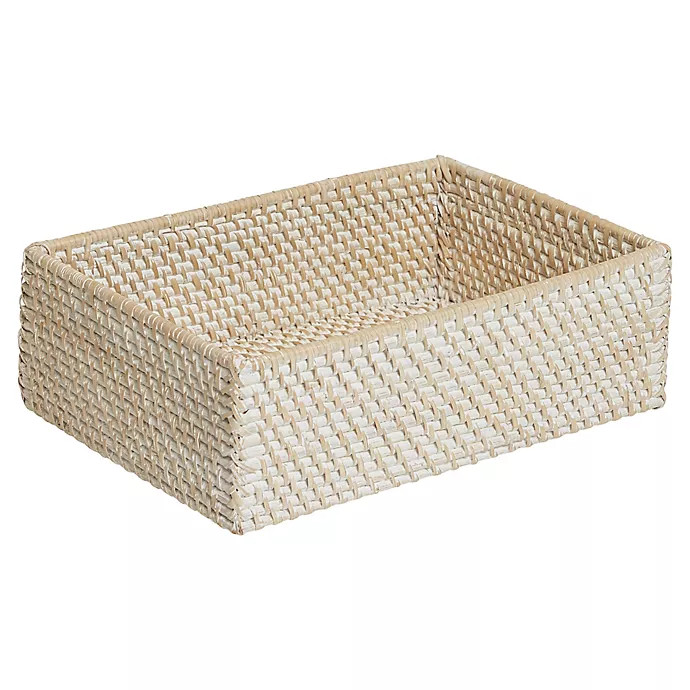 Biscayne Rattan Vanity Tray in White Wash | Bed Bath & Beyond