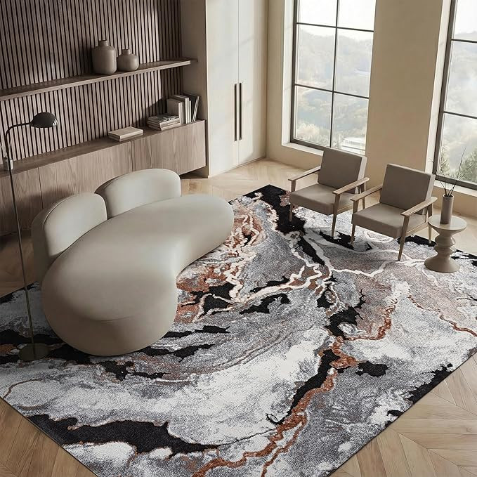 SAFAVIEH Area Rug 8x10 - Cyrus Shag Collection - Large - Dark Grey & Orange, Modern Abstract Desi... | Amazon (US)