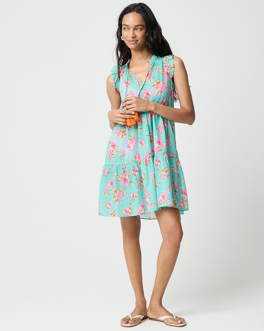 Ruffle-sleeve tiered cover-up | J.Crew Factory