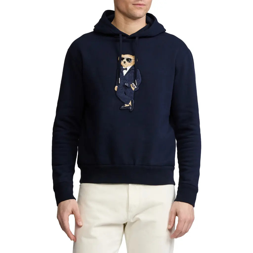 Ralph Lauren Purple Label Polo Bear Appliqué Fleece Hoodie in Classic Chairman Navy at Nordstrom, Size Xx-Large | Nordstrom