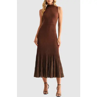 Mila Mae Sleeveless Mermaid Hem Sweater Dress in Brown at Nordstrom, Size X-Large | Nordstrom