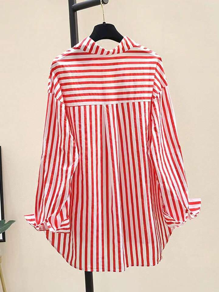 INAWLY LUNE Women's Casual Striped Print Long Sleeve Chest Pocket Shirt, Autumn &Winter | SHEIN