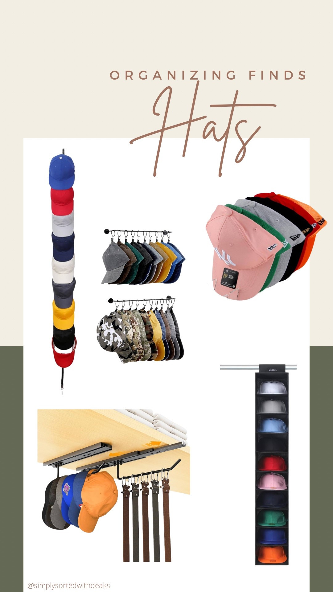 Organizing hats. Perfect for storing your baseball hats in a closet or entry way 