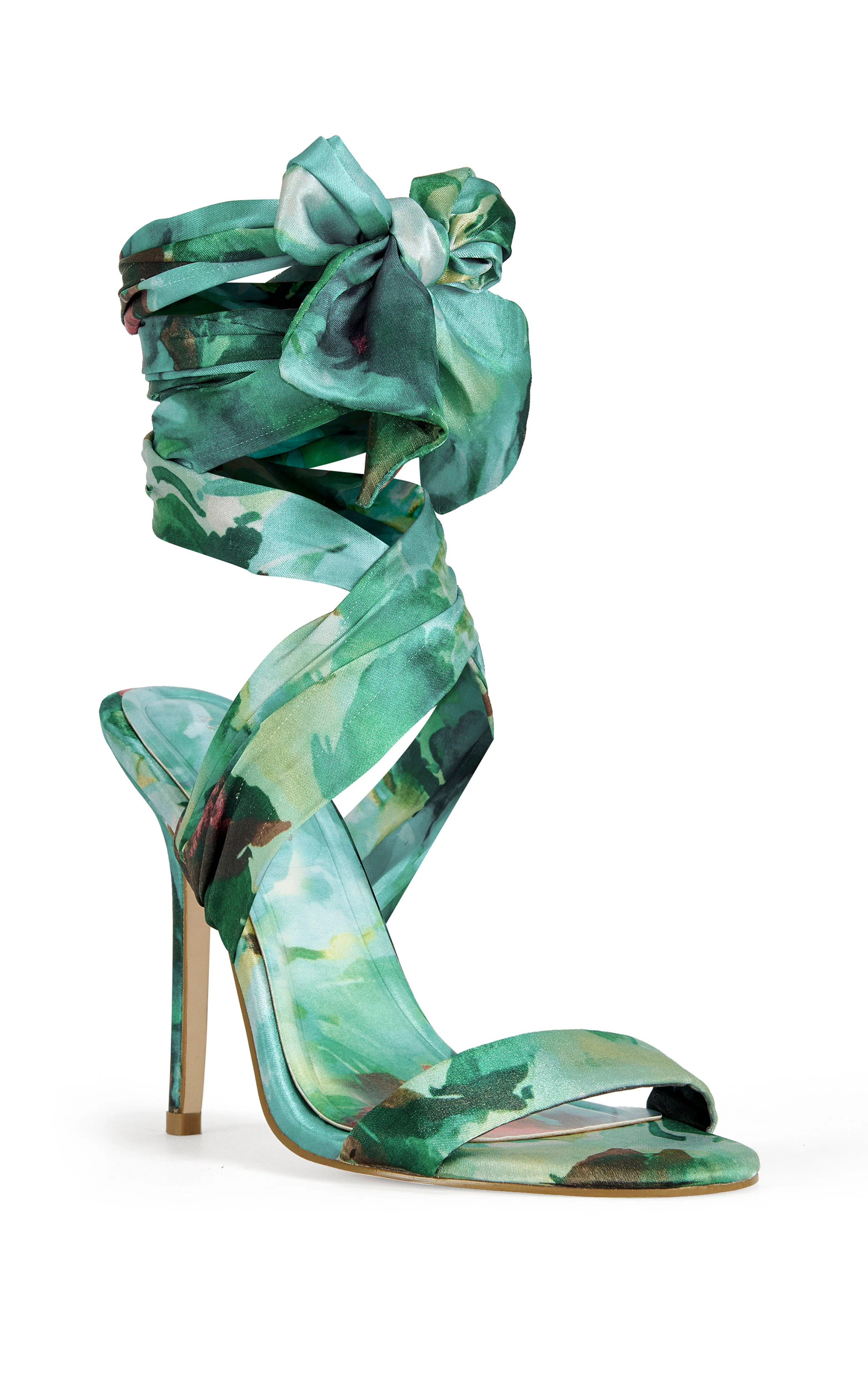 ELZON-GREEN WRAP-AROUND STILETTO SANDAL | Azalea Wang