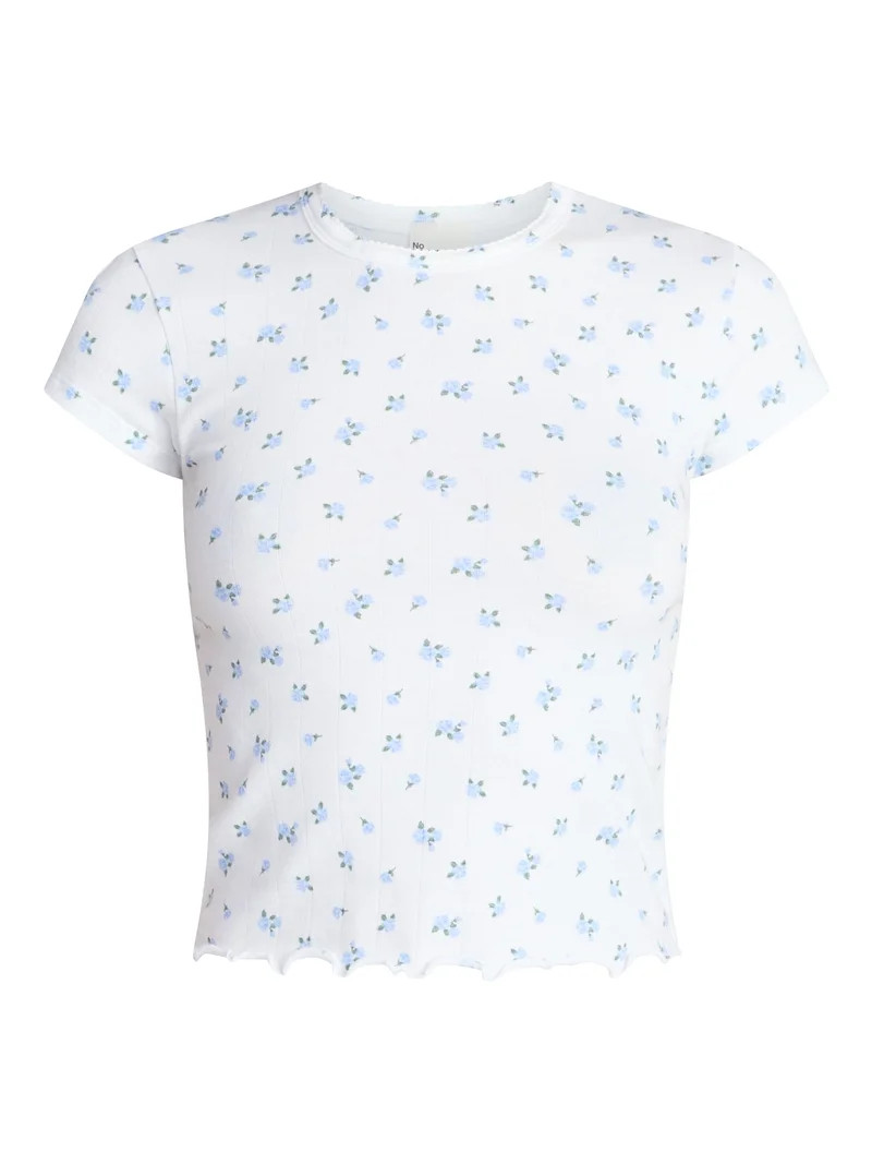 No Boundaries Cotton Stretch Drop Needle Baby Tee, Women's XS-XXXL | Walmart (US)