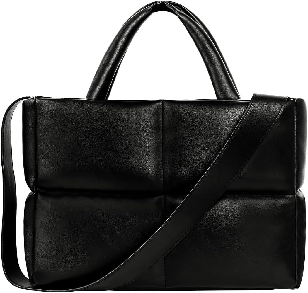 Puffer Tote Bag, Quilted Crossbody Bag with Zip, Top-Handle Shoulder Bags with Removable Strap, P... | Amazon (US)