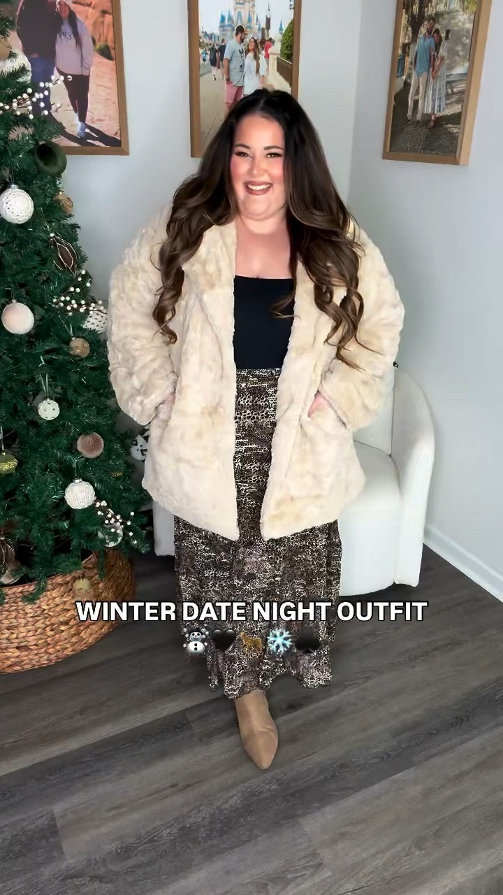Curvy friendly winter date night outfit! 😍🖤✨ You guys LOVED this on stories, so I wanted to share it ASAP here! 🙌🏻 this faux fur coat is NEXT LEVEL good!! Sizes S-3X and so luxe feeling!! Absolutely perfect for the winter and holiday season! 🥰

#LTKootd #LTKPlusSize #LTKSeasonal