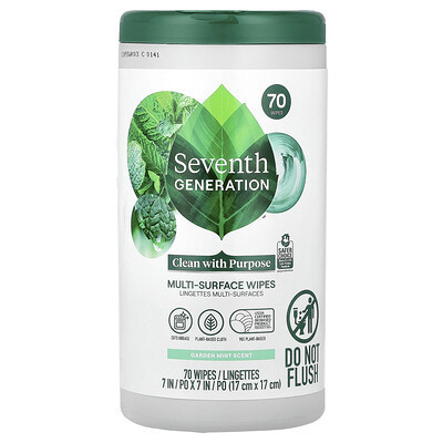 Seventh Generation, Multi-Surface Wipes, Garden Mint , 70 Wipes | iHerb