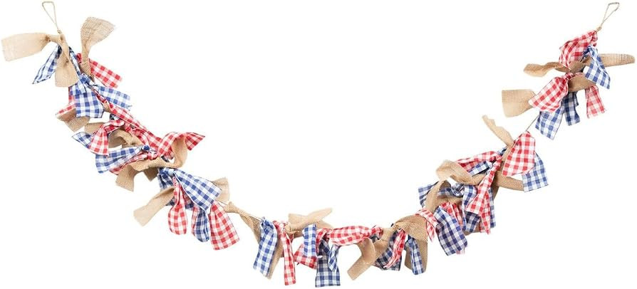 Hobby Lobby Gingham and Burlap Garland, Red, White and Blue Buffalo Check, 4th of July Decor, 6 F... | Amazon (US)