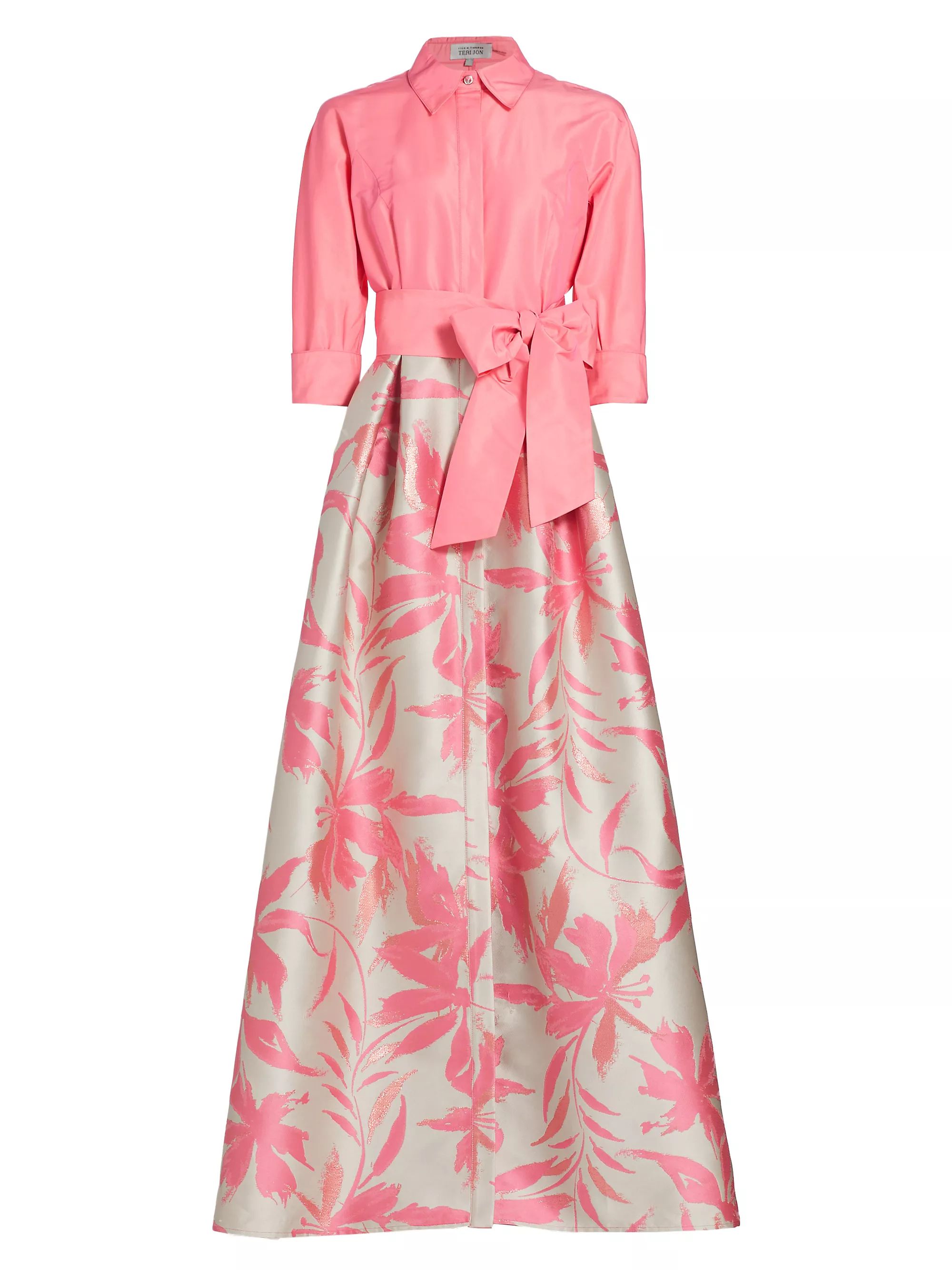 Shop Teri Jon by Rickie Freeman Floral Belted Gown | Saks Fifth Avenue | Saks Fifth Avenue