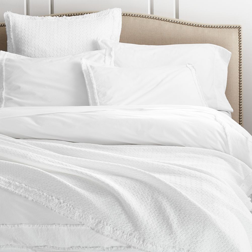 Washed Organic Cotton White Full/Queen Duvet Cover | Crate & Barrel